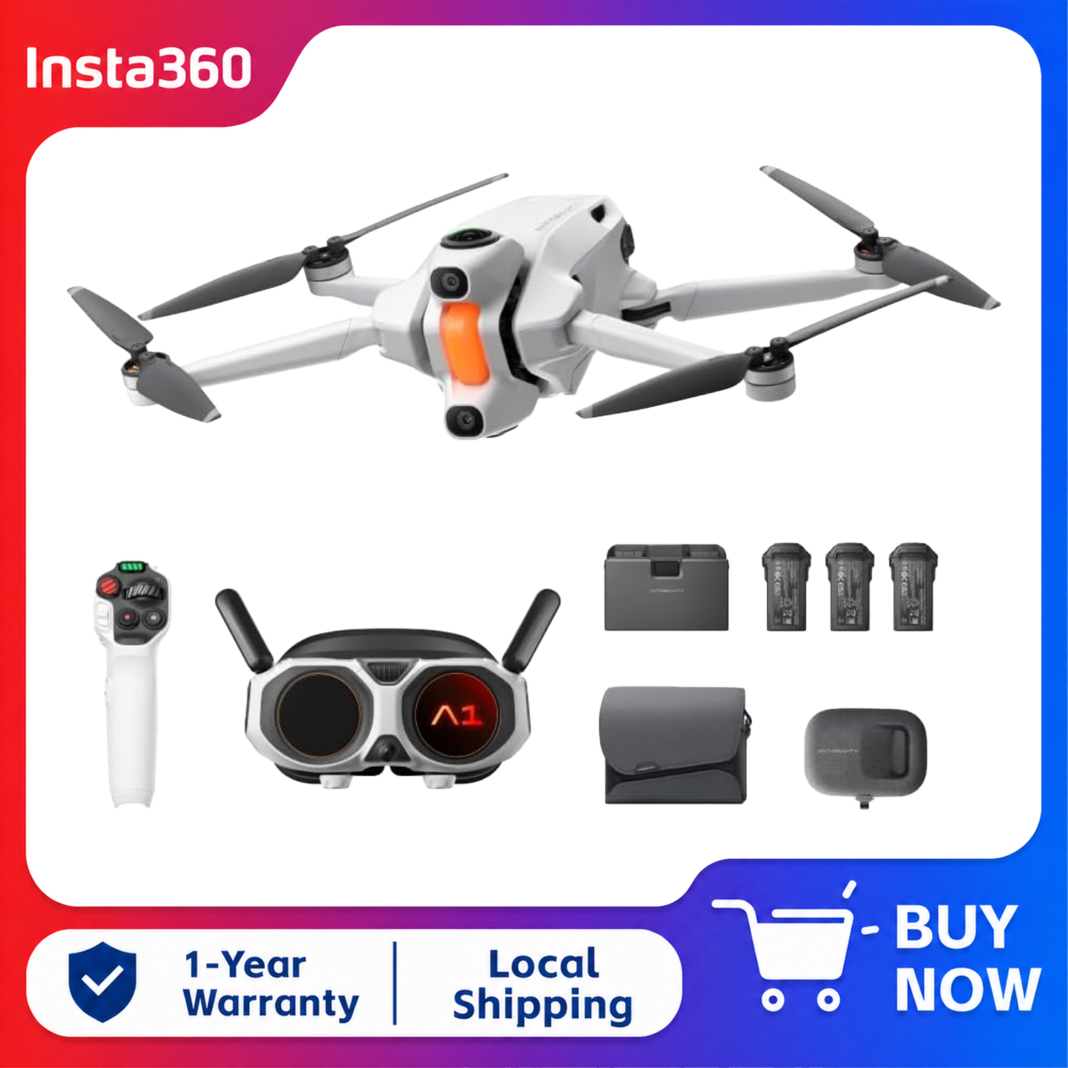 Paket Insta360 Antigravity A1  - Drone Gimbal For Insta360 ulasan dan harga